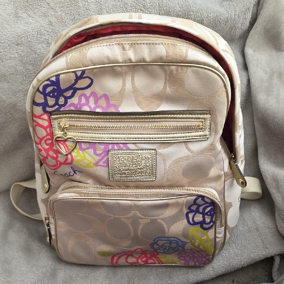 Coach Handbags - RARE Coach Poppy Backpack with Colorful Floral Design